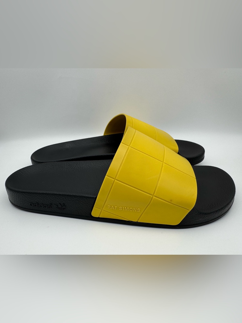 Adidas x RAF SIMONS Checkered Rubber Slide Sandals Yellow/Black Men’s Size 12 US